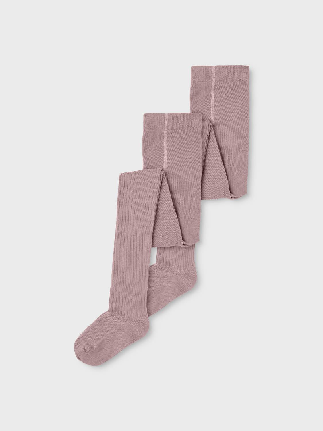 NAME IT - Woodrose Rib Strømpebukser 2-pak