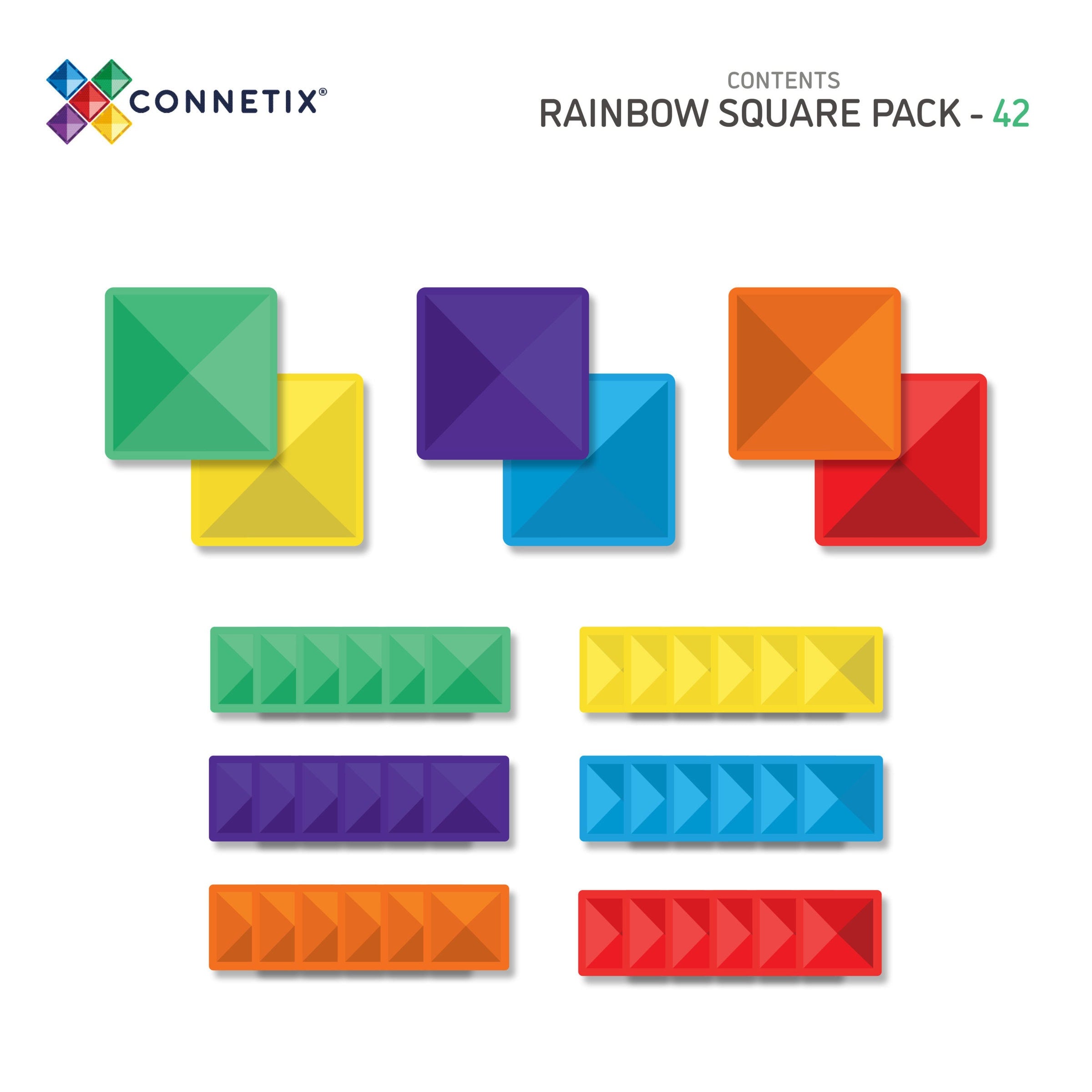 CONNETIX - Square Pack Rainbow - Magnetsæt 42 dele