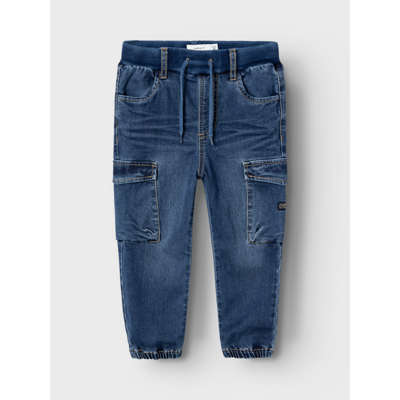 NAME IT - Dark Blue Denim Baggy Ben Cargo NOOS Bukser