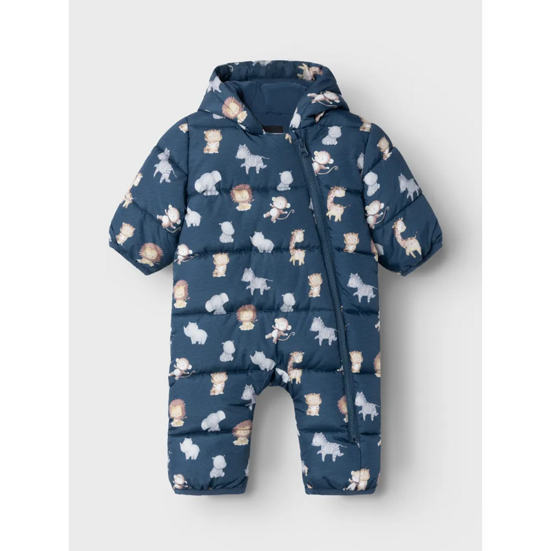 NAME IT - May Fleece Dragt Dark Denim m. safari dyr