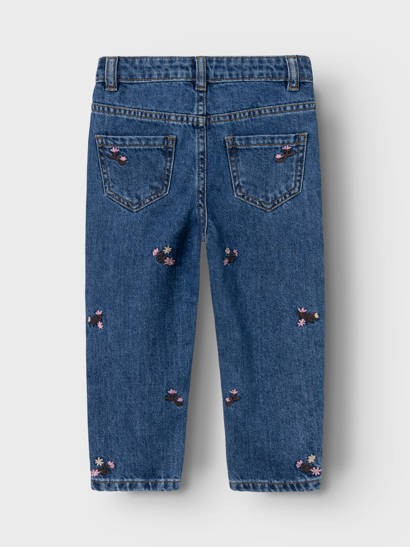 NAME IT - Bella Jeans Blomster Broderi Dark Blue Denim