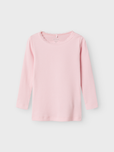 NAME IT - Parfait Pink Kap NOOS Bluse m. blondekant